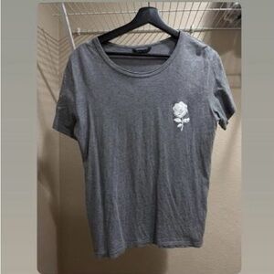 SHEIN Gray T-Shirt with White Rose